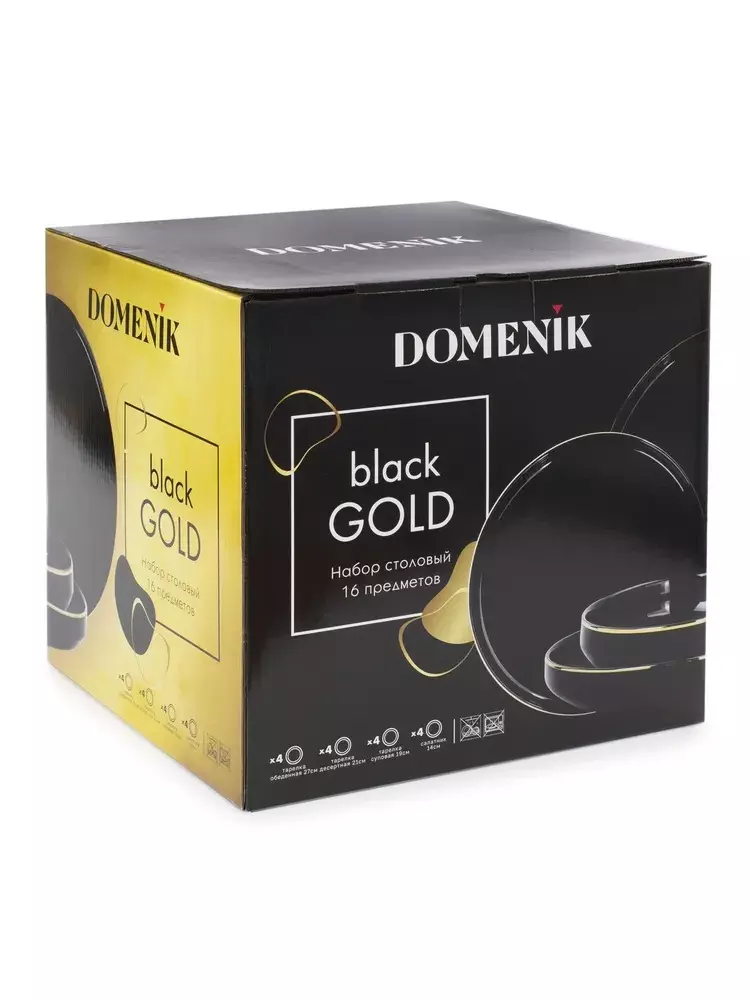 Набор столовой посуды 16 предметов BLACK GOLD DM3017