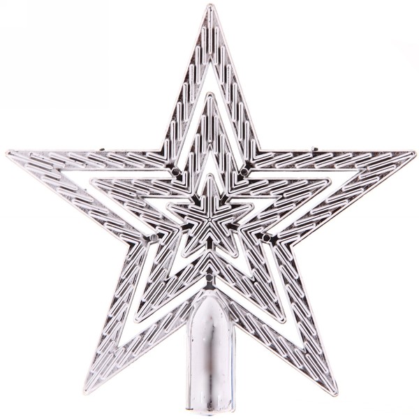 Верхушка на елку Звезда серебро 9,5 см Классика 201-0608
