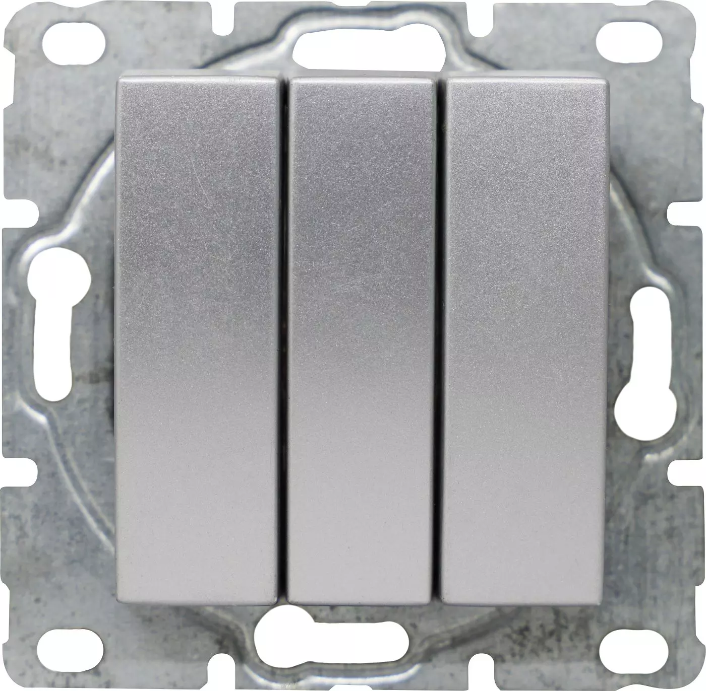Выключатель Vesta-Electric трехклавишный без рамки цвет серебристый металлик
