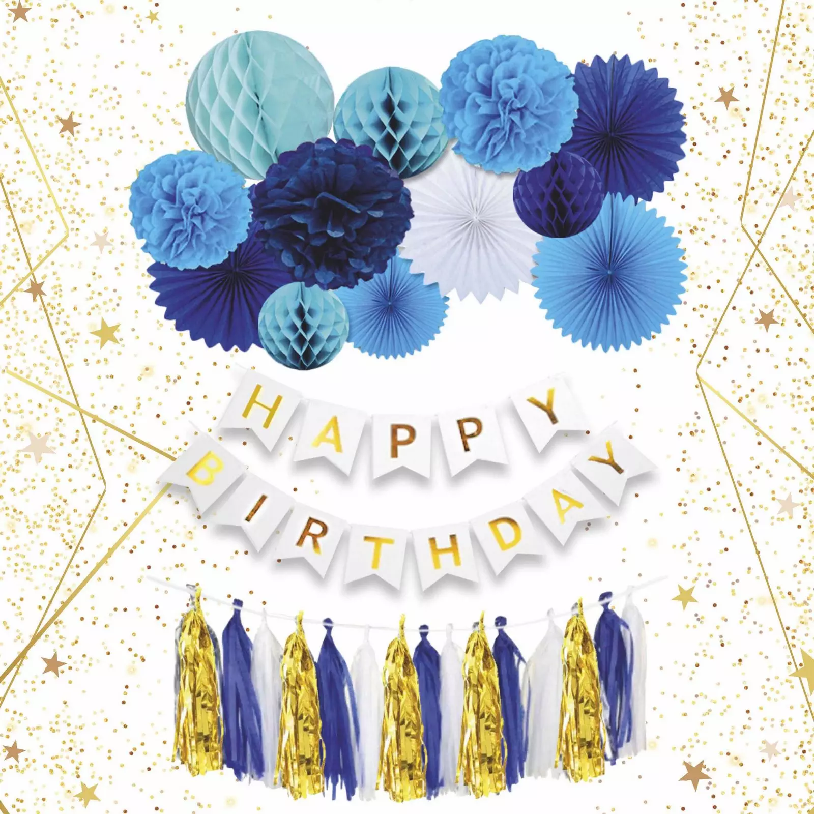 Набор для фотозоны Праздничный карнавал 14 шт синий/голубой/белый 219-170