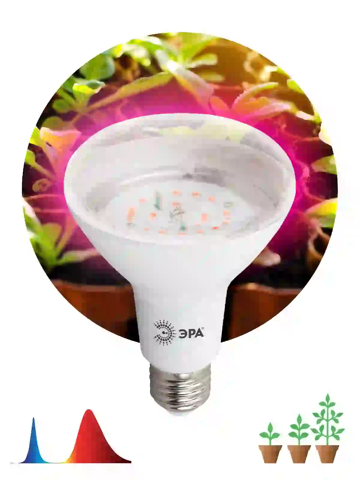 Лампа для растений ЭРА 16W-RB-E27-K