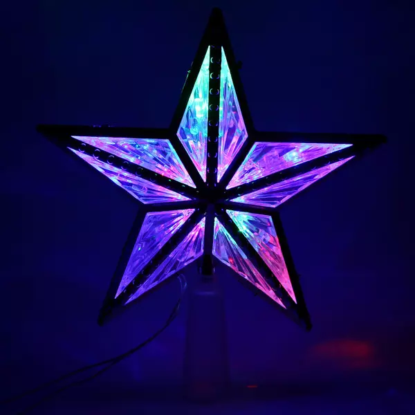 Светодиодная Звезда для елки Серебряный кант, 10 ламп LED, 15 см. RG/RB 196-108