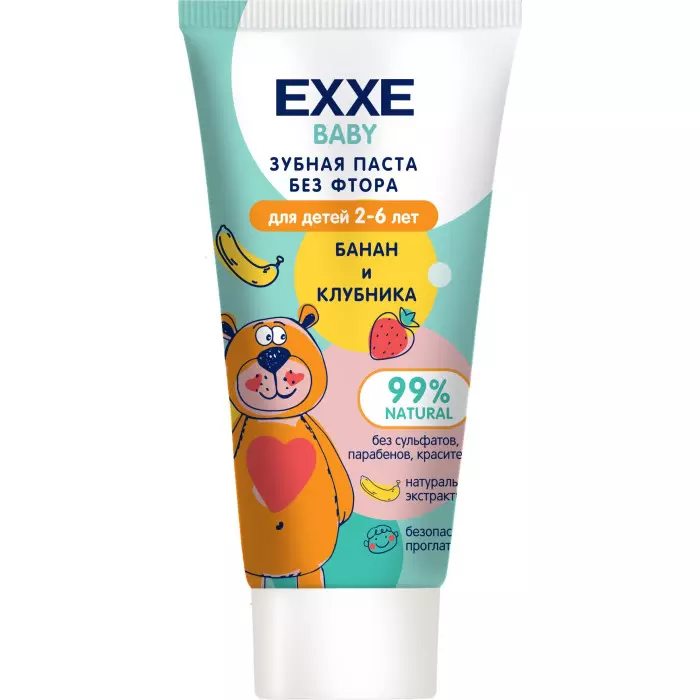 Детская зубная паста EXXE Hello Банан и клубника (2-6 лет), 50 мл