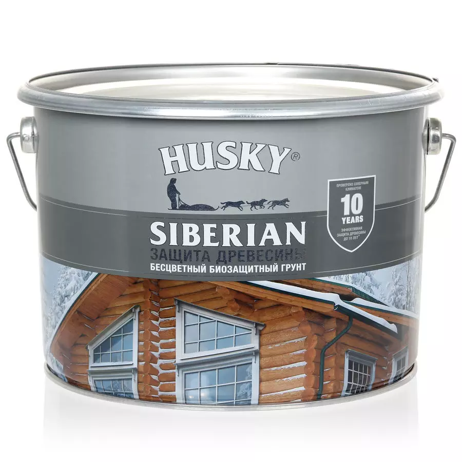 Грунт-антисептик для дерева Husky Siberian бесцветный 9л 27036