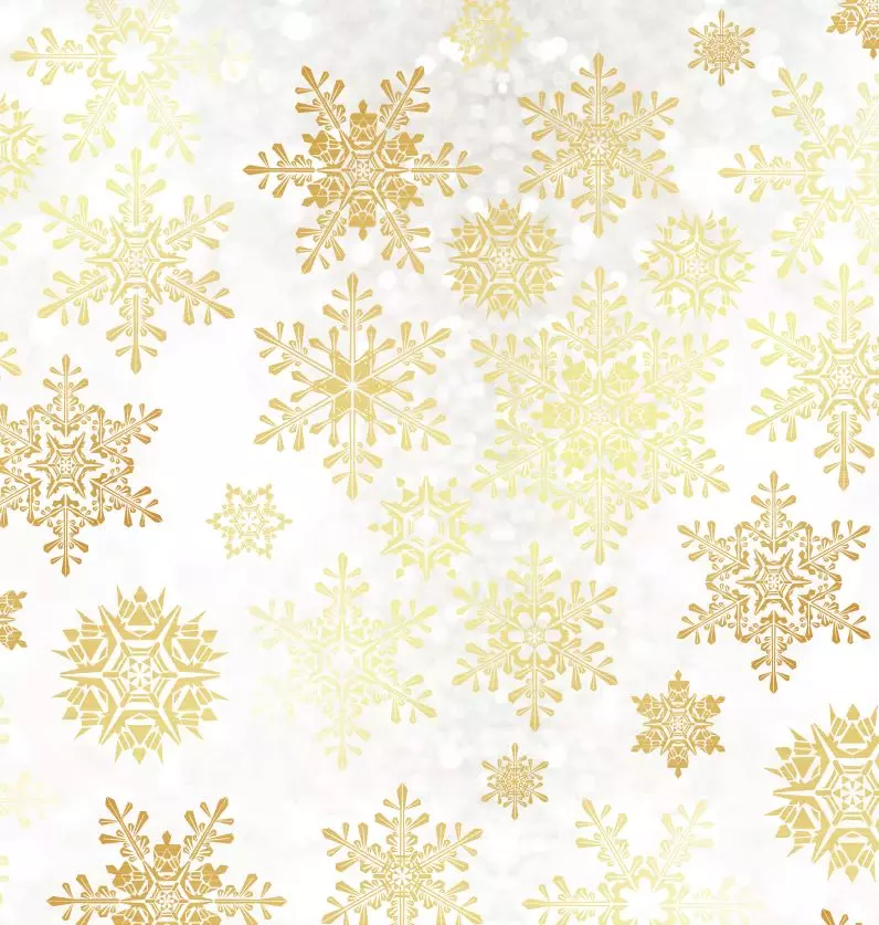 Бумага упаковочная 50х70 см Снежный шарм Золото 214-525