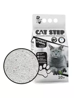 Наполнитель CAT STEP Compact White Carbon комкующийся, 10 л