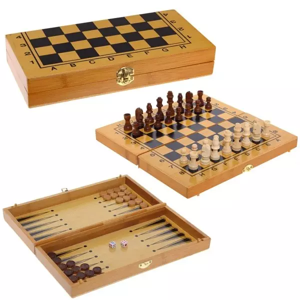 Игры настольные 3 в 1 (шахматы, шашки, нарды), 231291, L29 W15 H4,5 см
