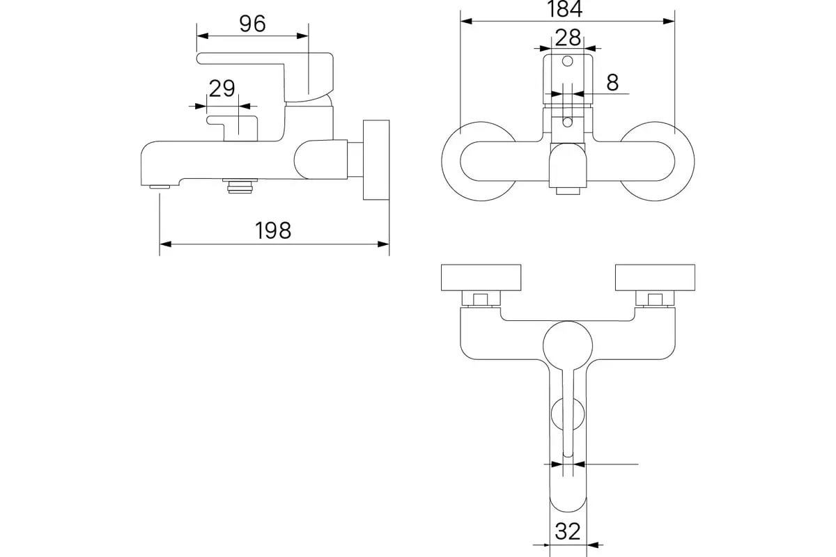 Смеситель для ванны, хром IDDIS Aiger AIGSB00i02WA латунь
