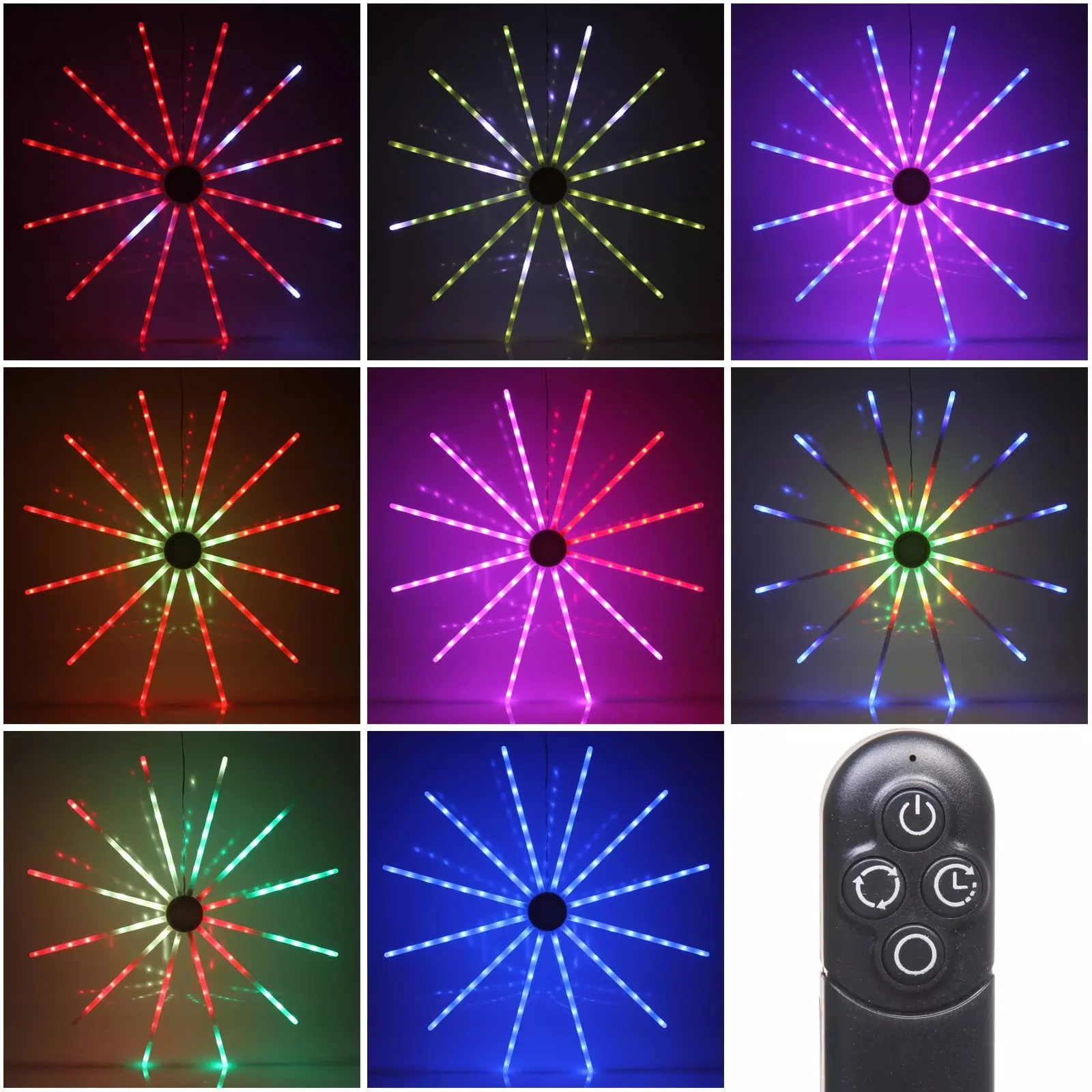 Светодиодная фигура Огненный круг 70 см, 12 лучей, 96 ламп , с пультом д/у 725-076