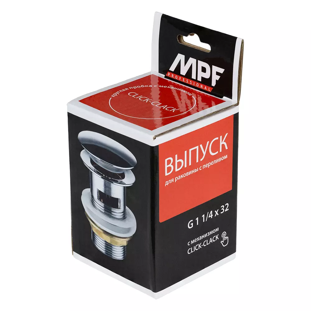 Донный клапан 1 1/4&quot;, клик-клак с переливом (круглый), MP-У