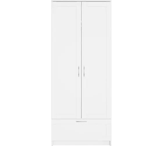 Шкаф для одежды СИРИУС 2 двери и 1 ящик (белый)