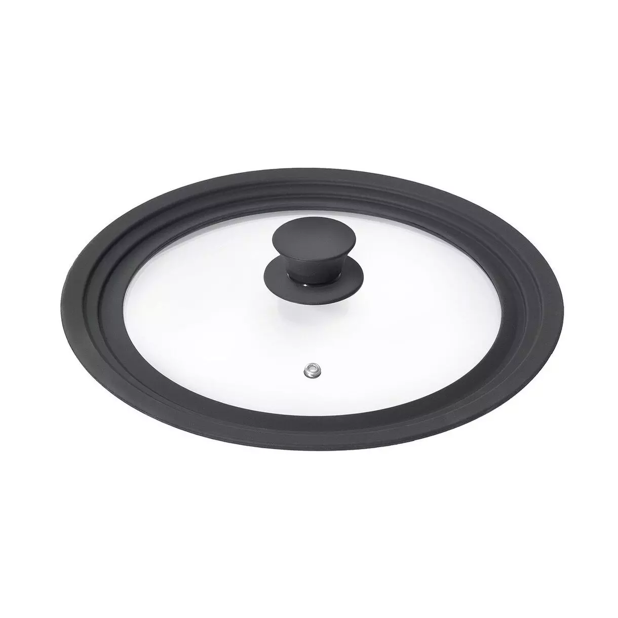 Крышка стеклянная универсальная 24/26/28 см, с силиконовым ободом, черный, Home Queen
