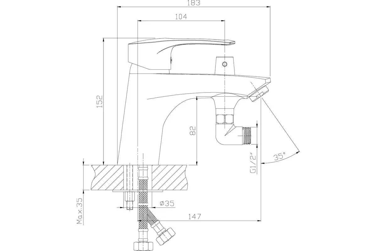Смеситель на борт ванны на 1 отверстие, хром, Rossinka T40-38, латунь