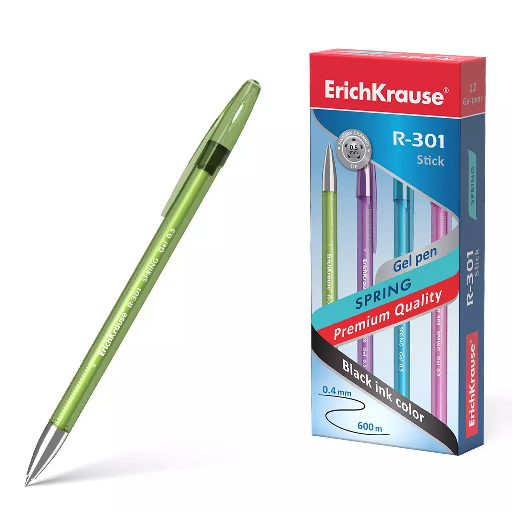 Гелевая ручка ErichKrause 53349 R-301 SPRING GEL STICK, 0,5 мм, черный