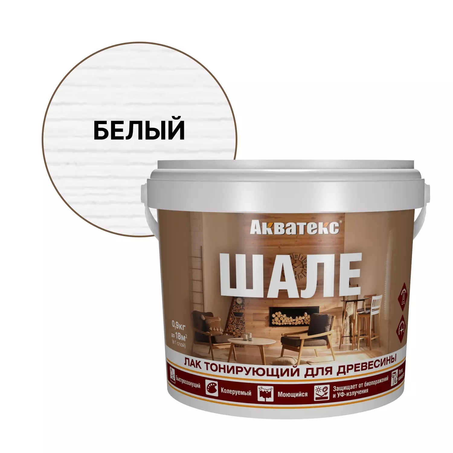 Лак акриловый тонированный Акватекс Шале матовый белый 0,9 кг