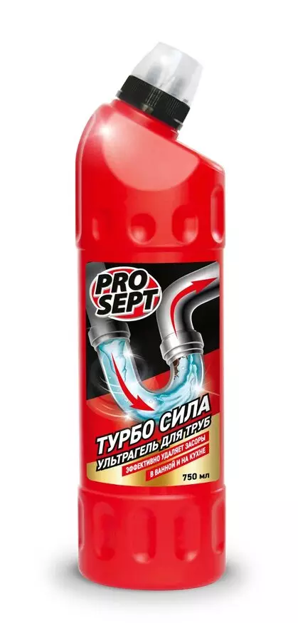 Средство для прочистки труб PROSEPT ULTRA для сложных засоров, гель 750 мл