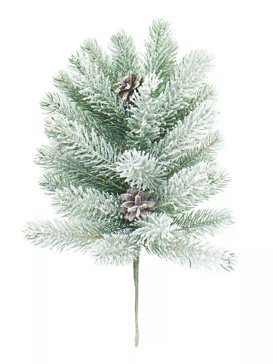Ветка хвойная 45 см литая заснеженная флокк(10) В345-1