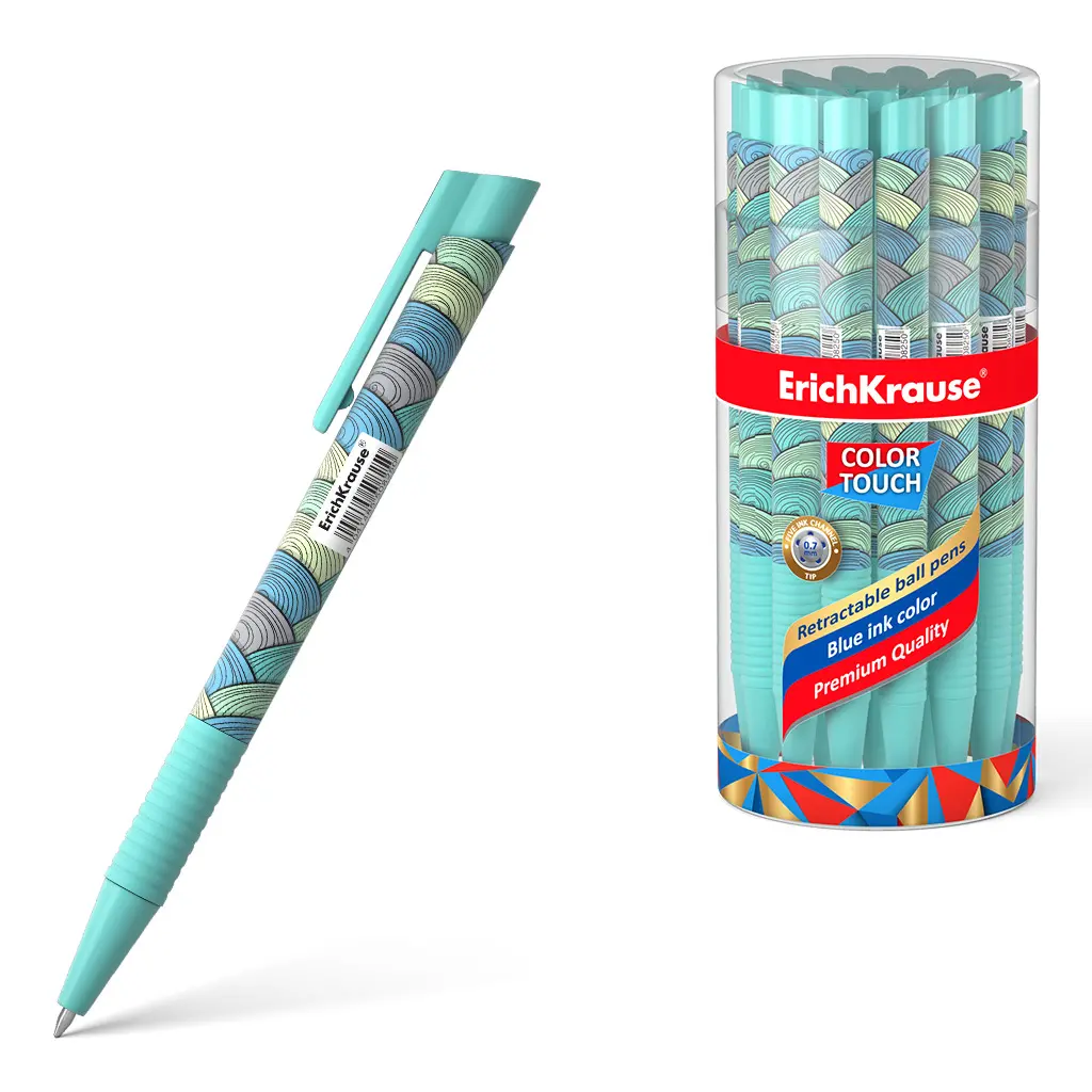 Шариковая ручка автоматическая ErichKrause 50825 ColorTouch Emerald Wave, чернил синий