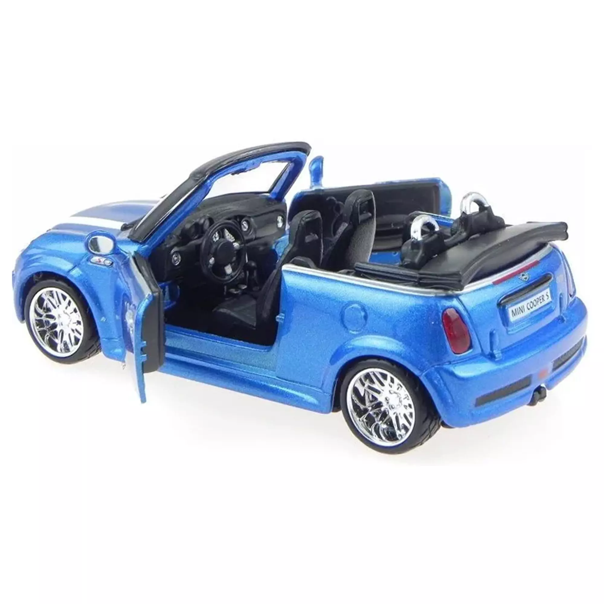 Машинка die-cast Mini Cooper S Cabriolet Bburago Bburago 1:32, синяя с принтом 18-43041