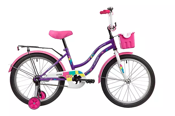Велосипед NOVATRACK 20&quot; TETRIS фиолетовый, тормоз нож, крылья цвет, багажник, корзина, защита А-тип