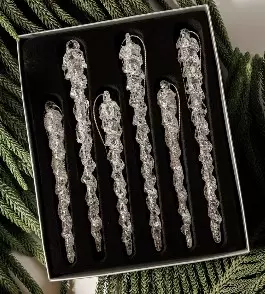 Елочные украшения стекло (6 шт) Сосульки Волшебство на ветках VNVSG-19