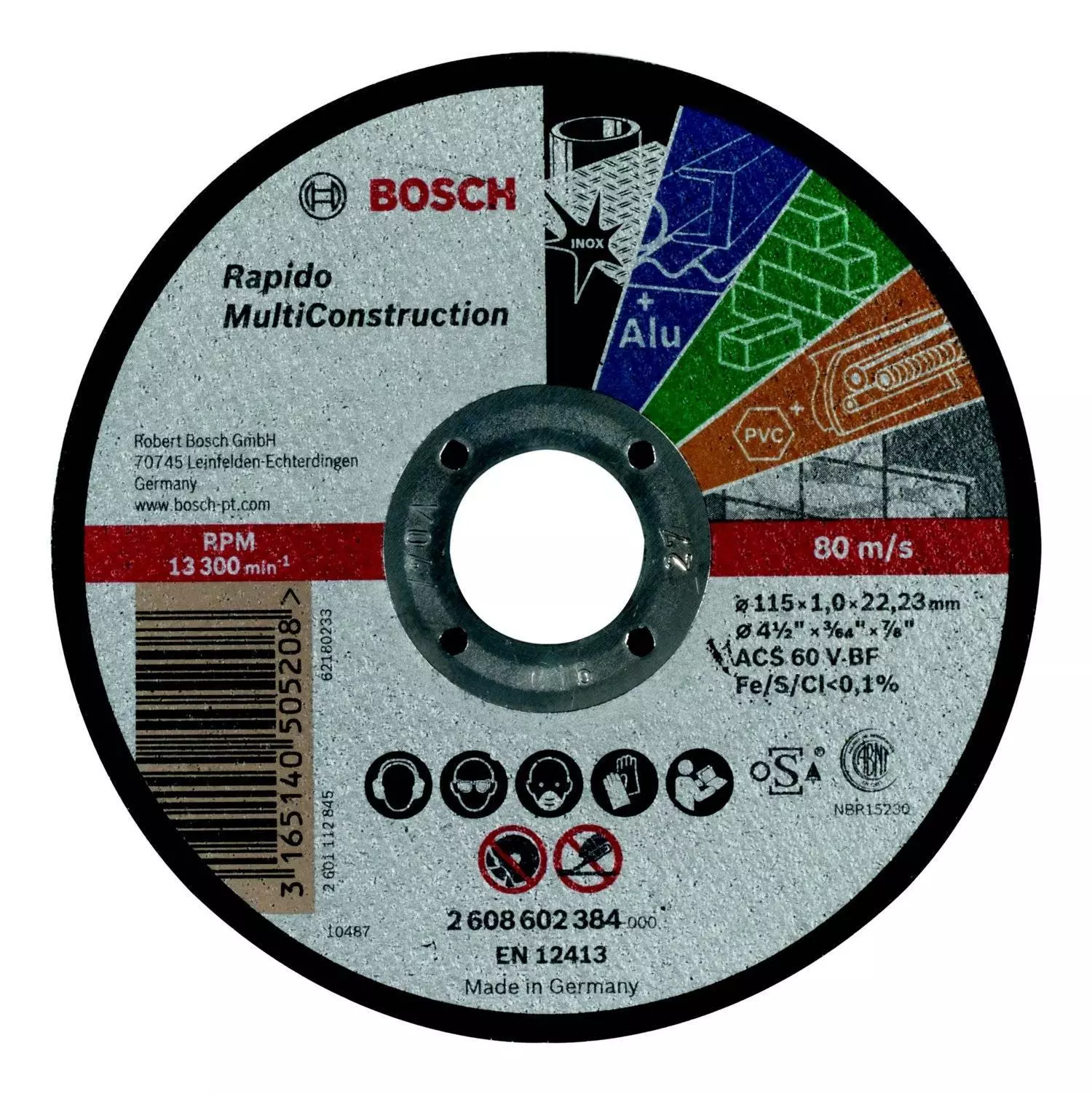 Диск отрезной универсальный 115x22,2 мм Bosch 2.608.602.384