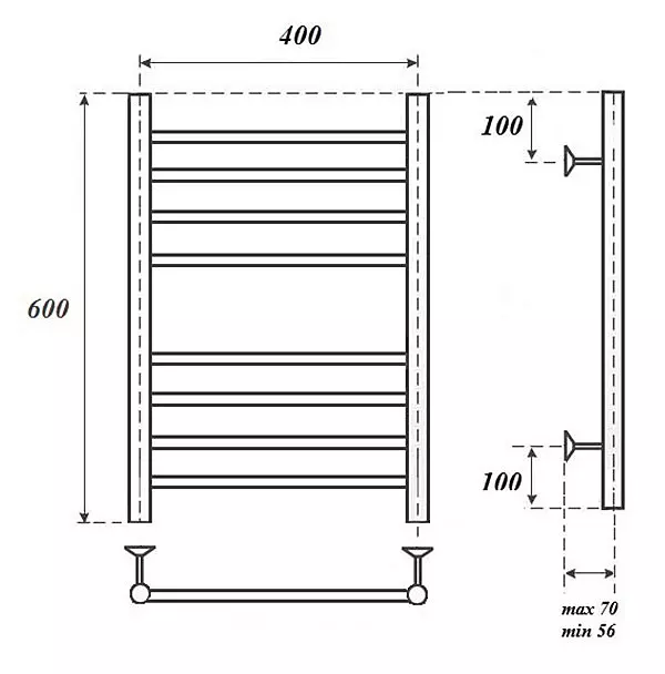 Полотенцесушитель водяной Point PN10146S П8 400x600, хром