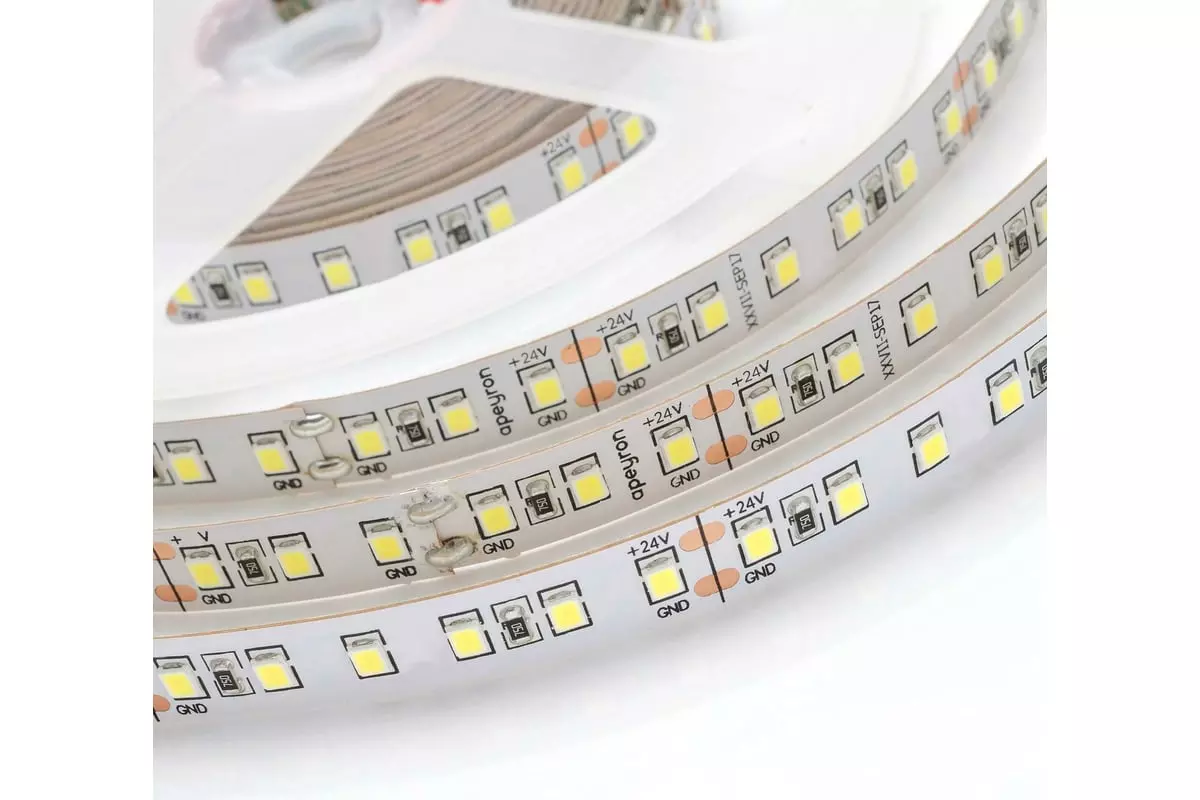 Светодиодная лента 24В 14,4Вт/м 800Лм/м 3000К 5м 10мм CRI&gt;80 SMD5050 60шт/м IP20 Apeyron 00-338