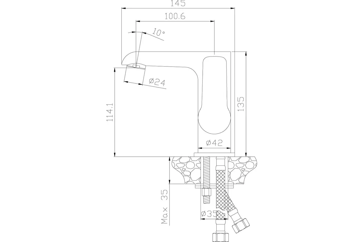 Смеситель для раковины Rossinka W35-11, хром/белый