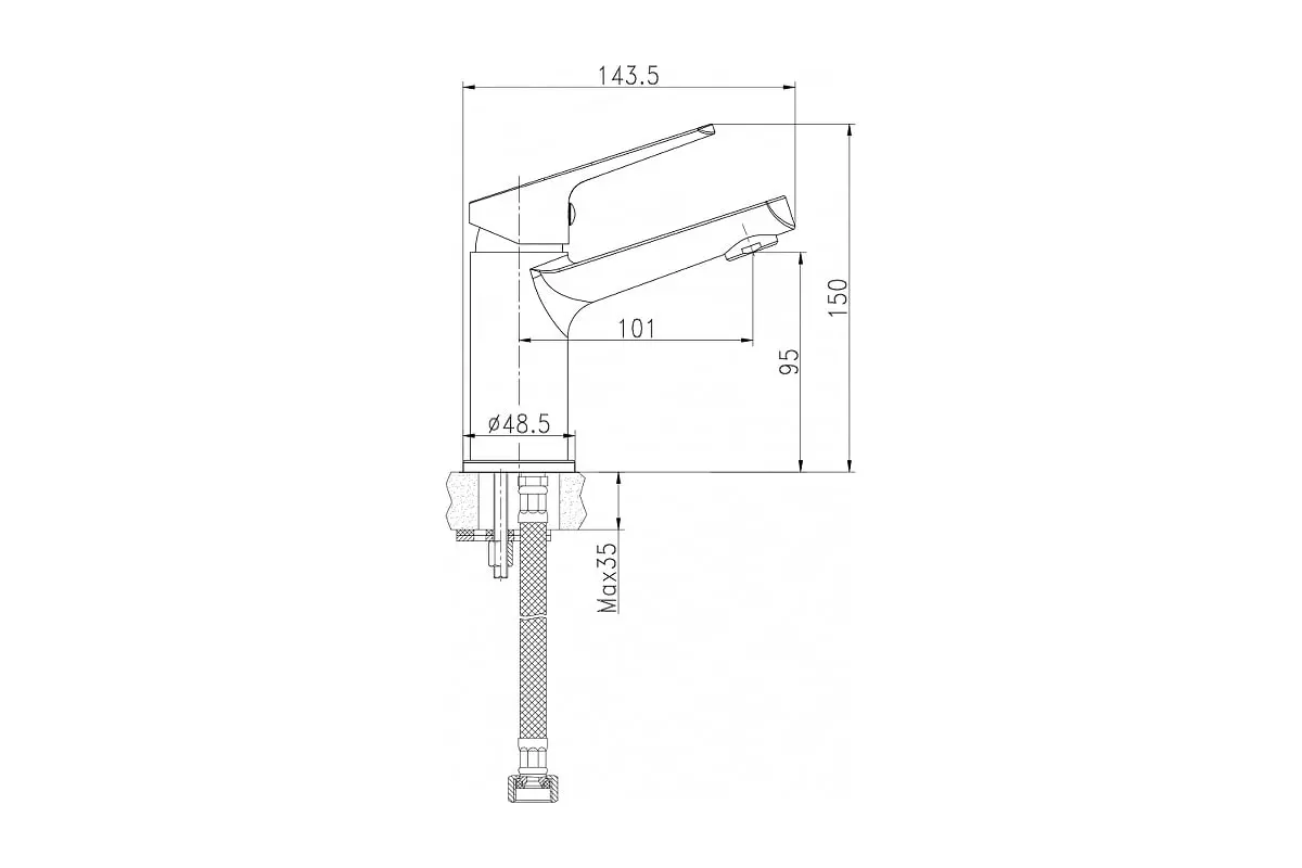 Смеситель для раковины Cersanit FLAVIS однорычажный 63034