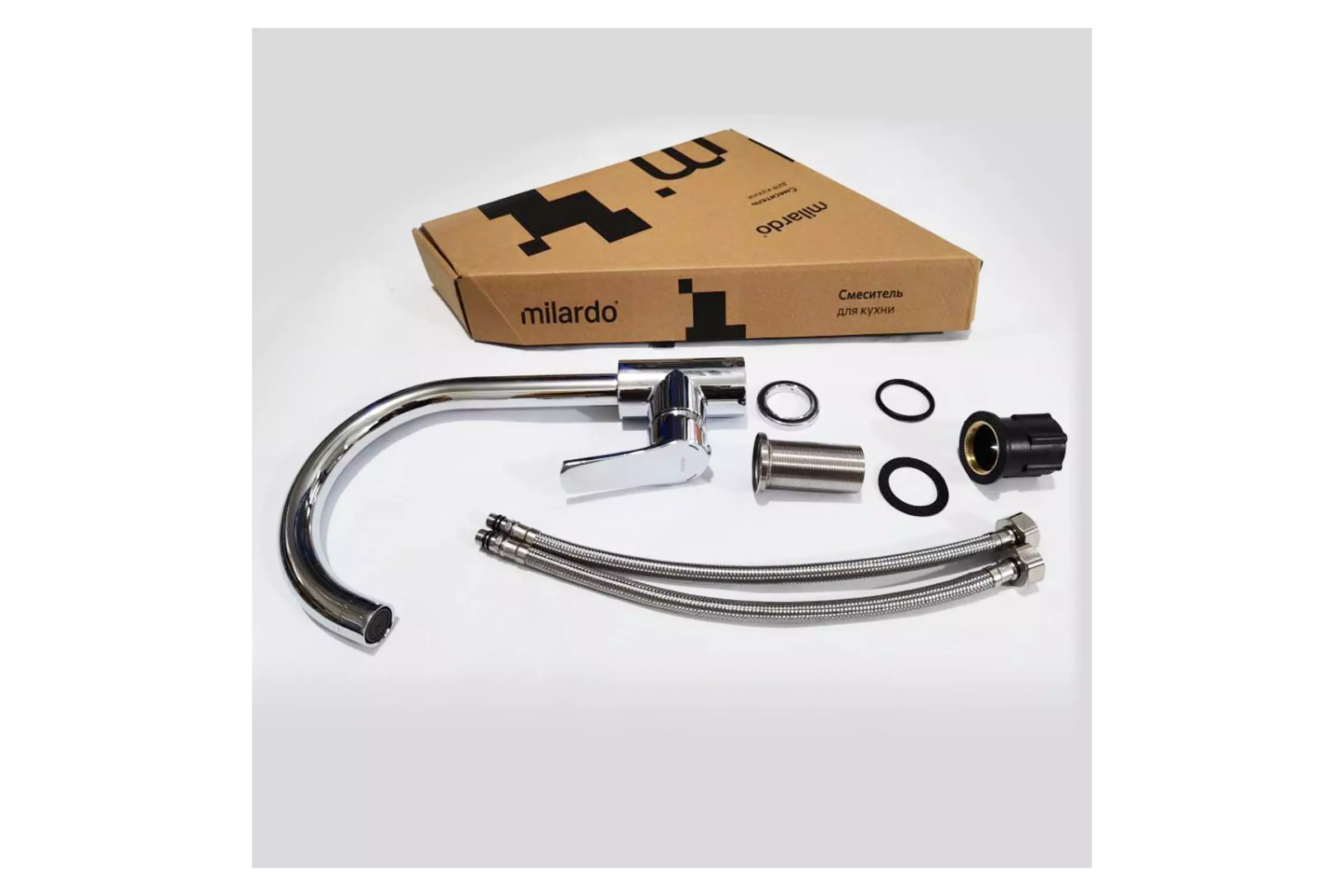 Смеситель для кухни, высокий излив, хром, Milardo Meal, M01SBJ0M05, латунь