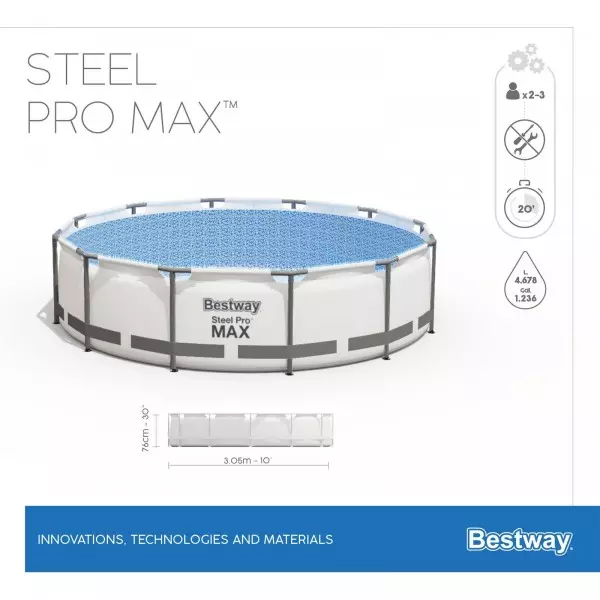 Бассейн каркасный Bestway Steel Pro Max 56408 (305х76см) 4678л, ф-насос (220-240В)