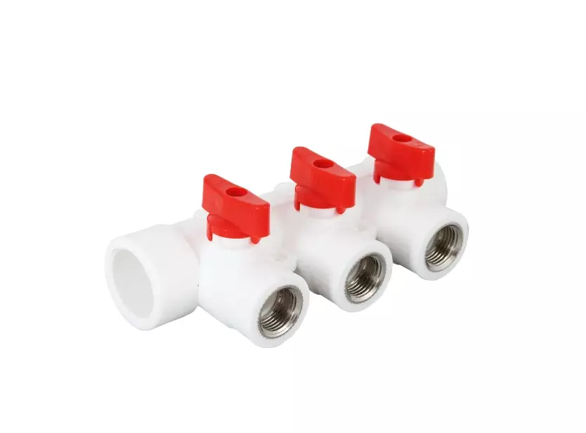 Коллектор полипропиленовый 3 выхода с кранами 32х1/2", РВК 032682