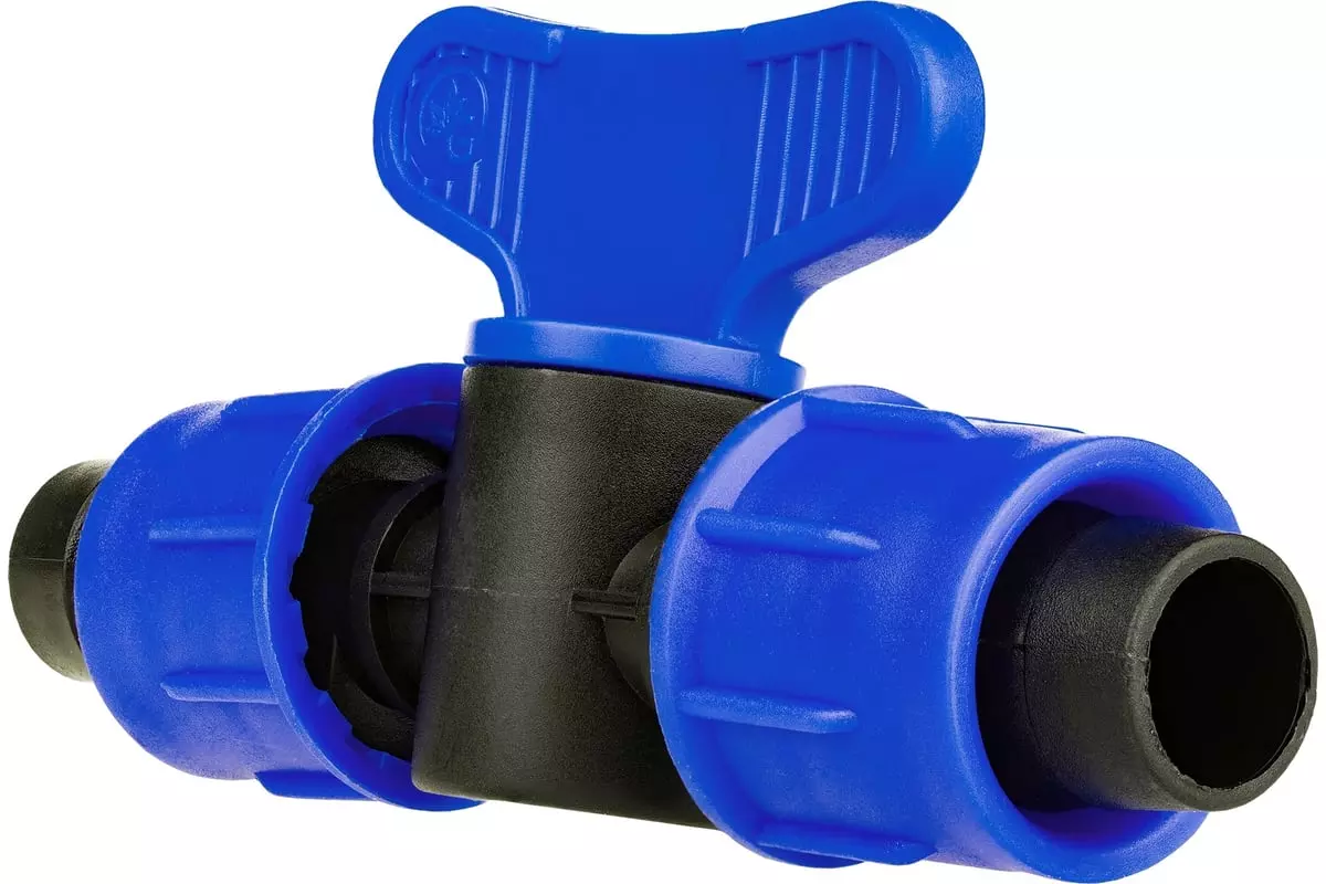 Кран проходной для ленты капельного полива 16 мм.MasterProf ДС.060129