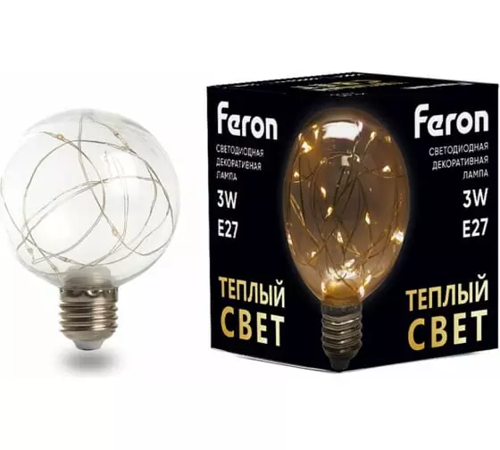 Лампа светодиодная Feron 41675 Е27 230В 3Вт 2700K G80