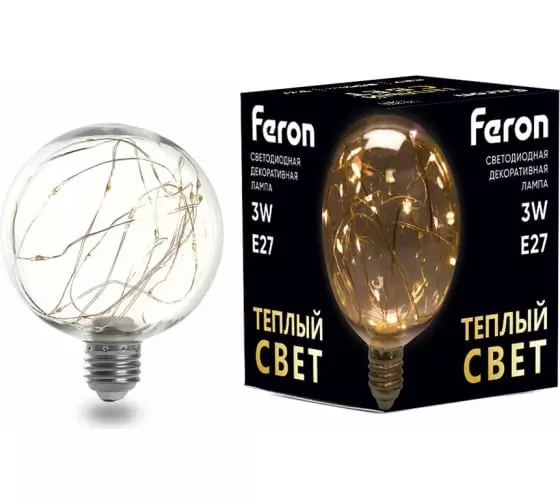 Лампа светодиодная Feron 41677 Е27 230В 3Вт 2700K G95