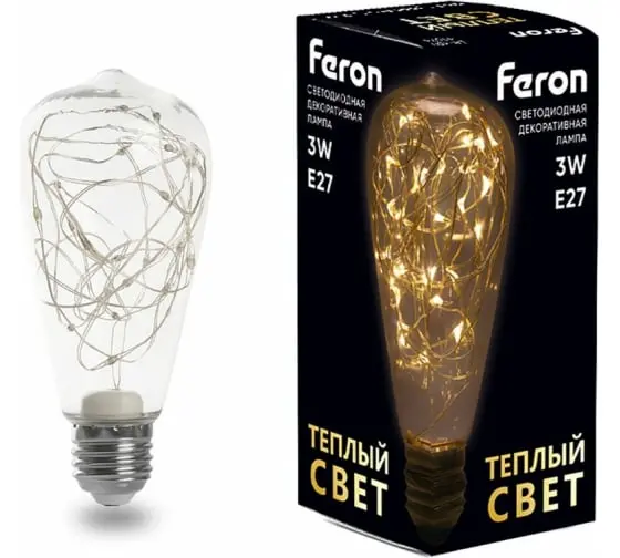 Лампа светодиодная Feron 41674 Е27 230В 3Вт 2700K ST64