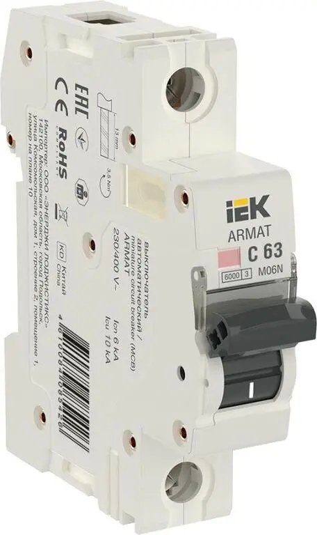 Автоматический выключатель IEK ARMAT 1п C 63А M06N AR-M06N-1-C063