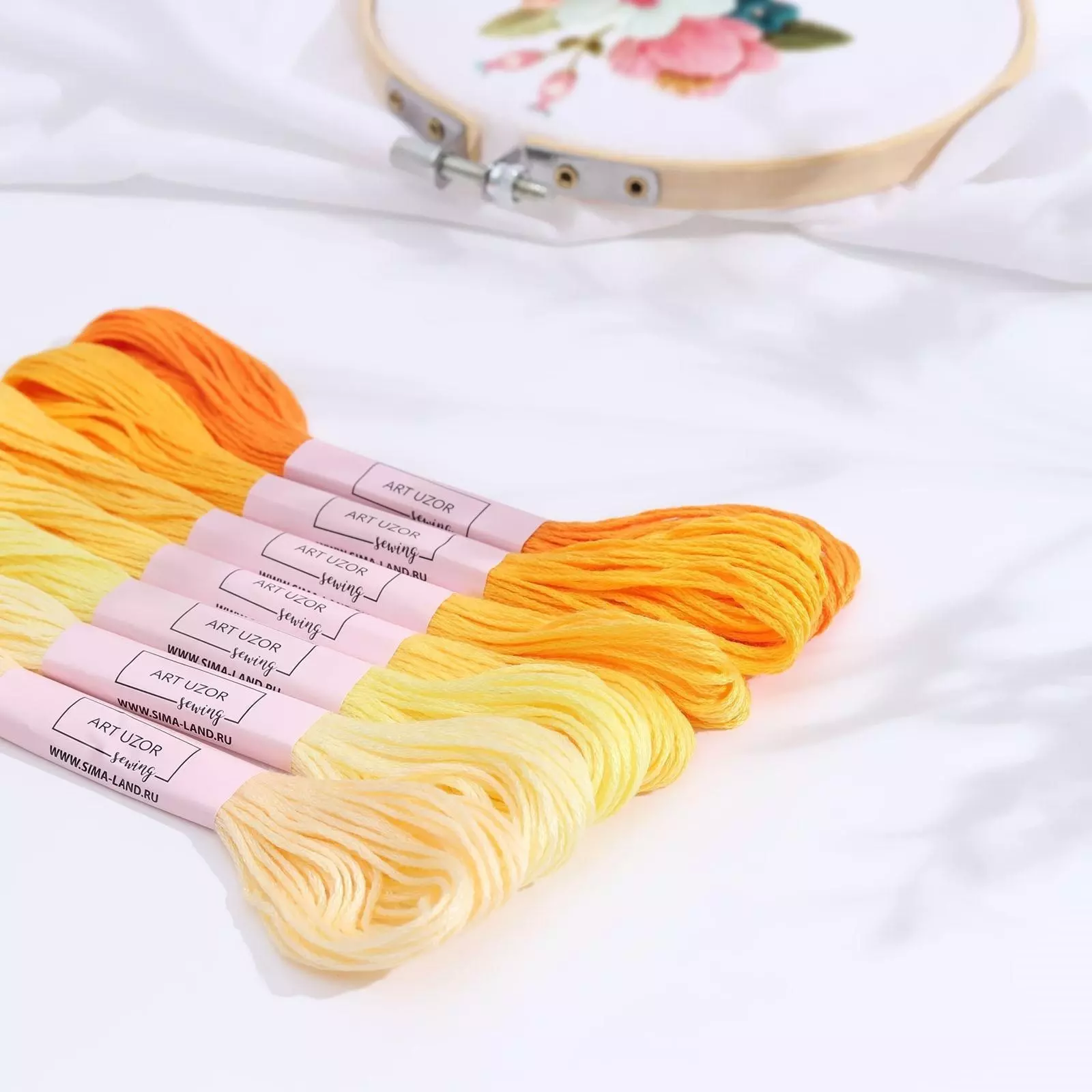 Набор нитки для вышивания мулине, 8  1 м, 7 шт, цвет жёлтый спектр