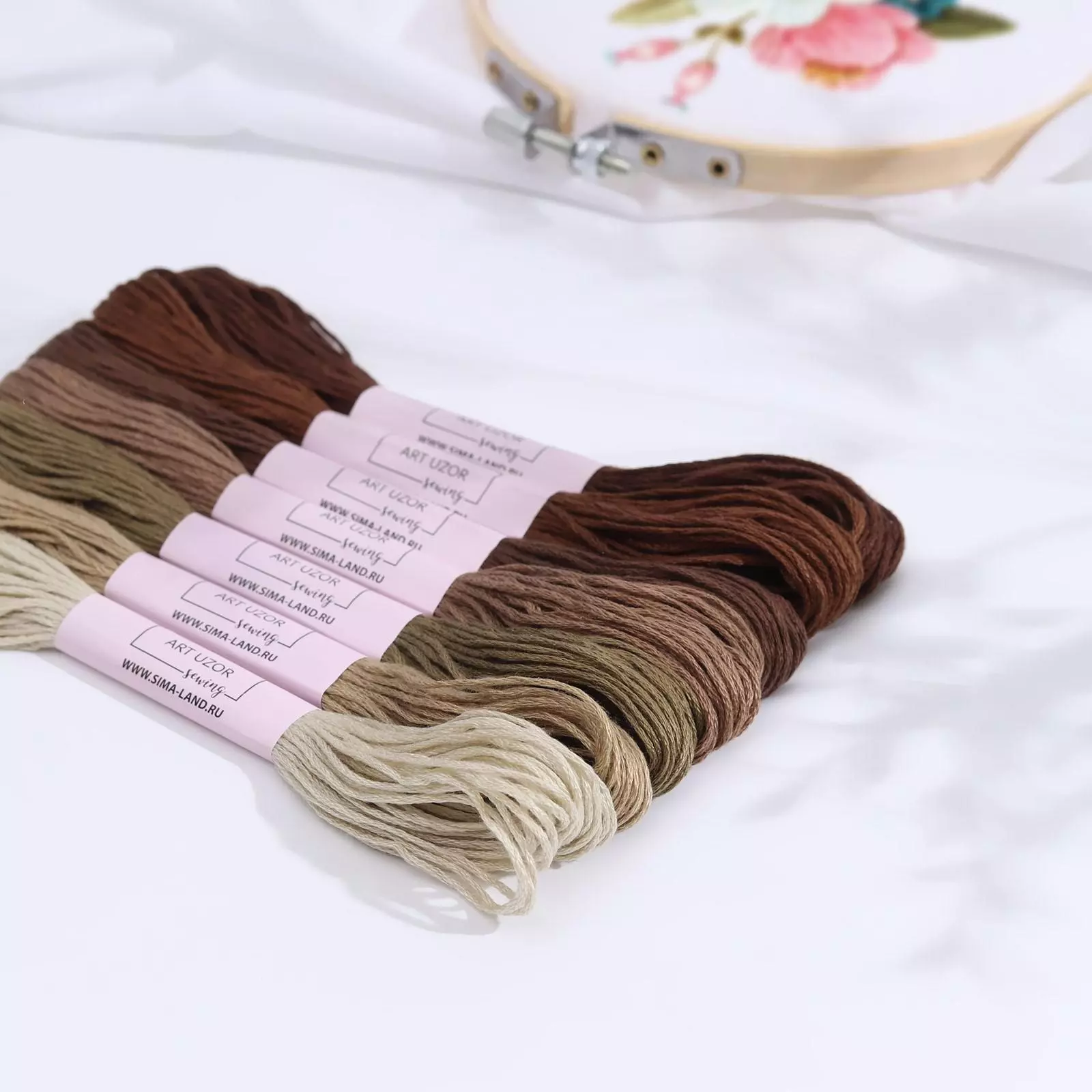 Набор нитки для вышивания мулине, 8  1 м, 7 шт, цвет коричневый спектр