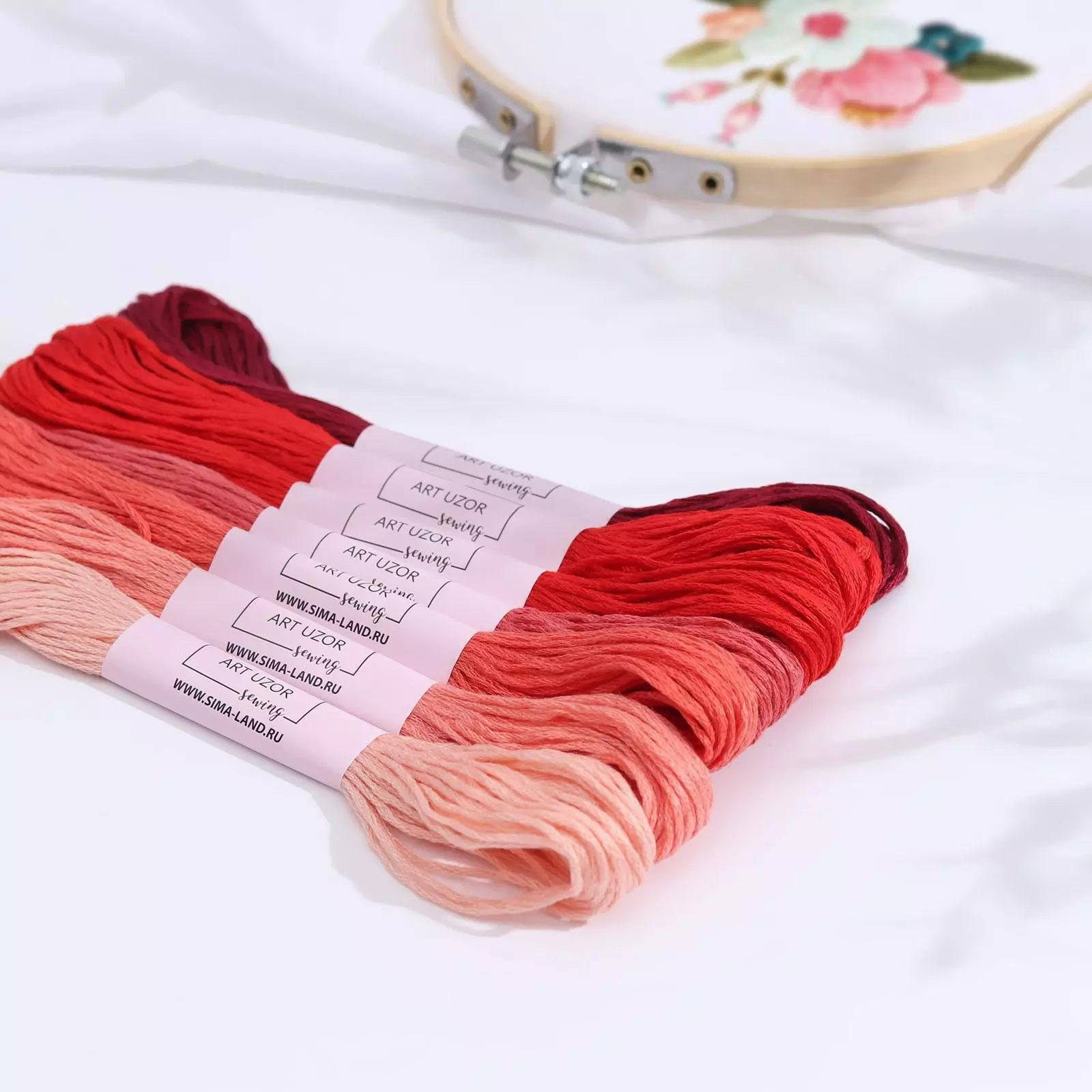 Набор нитки для вышивания мулине, 8  1 м, 7 шт, цвет красный спектр