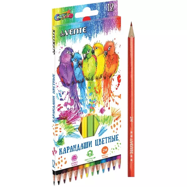 Цветные карандаши deVENTE. Cosmo 12 цветов, 2М, грифель 2,8 мм, 5022303
