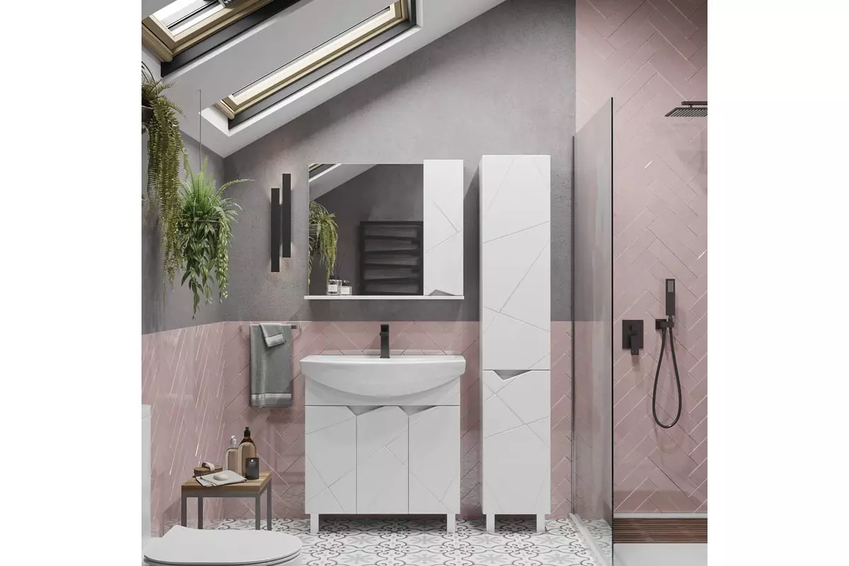 Шкаф-пенал напольный 33х185х32 см SanStar Каскад /Линни для ванной комнаты, белый, 276.1-3.4.1.