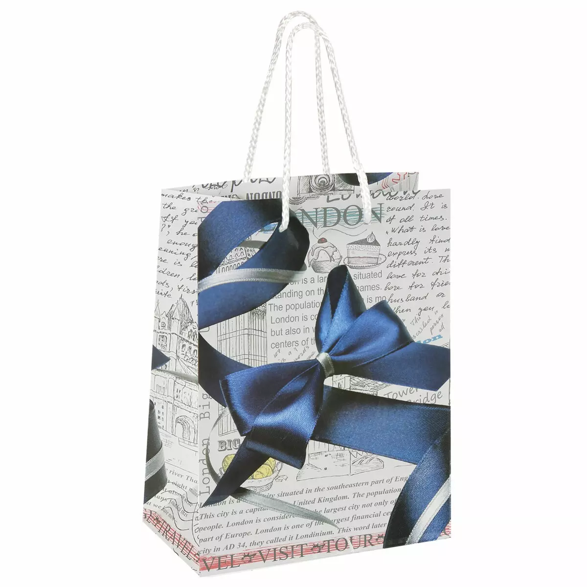 Подарочный пакет синий бант 18*23*10 606599