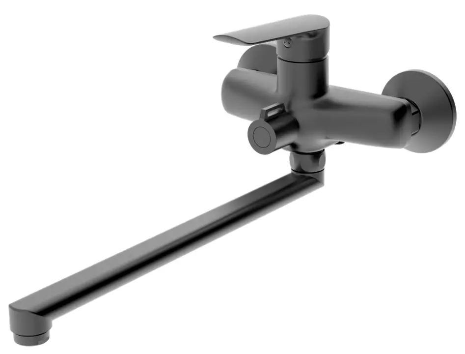 Смеситель для ванны, длинный излив 30 см, графит  ESKO Lagos Gun Metal LG31GM с аксессуарами