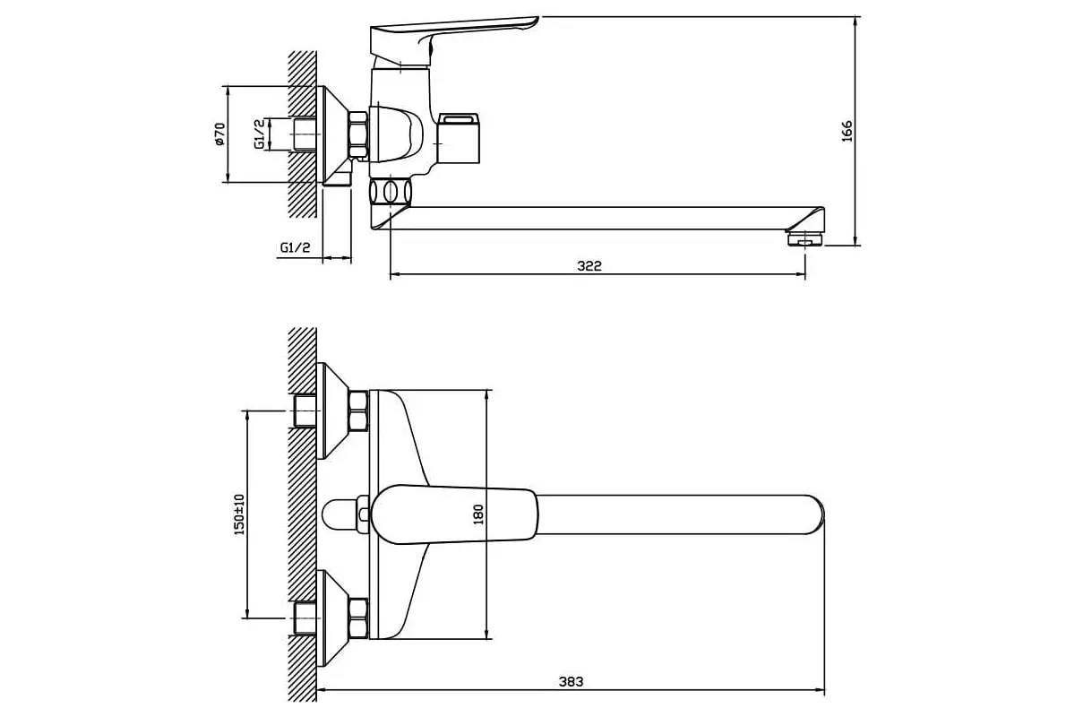 Смеситель для ванны, длинный излив 30 см, графит ESKO Lagos Gun Metal LG31GM с аксессуарами