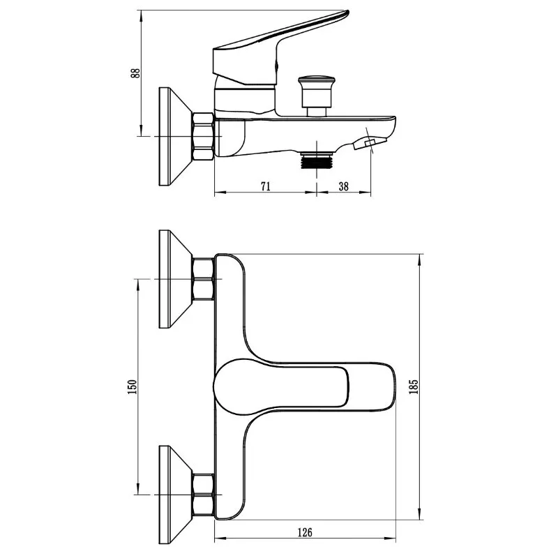 Смеситель для ванны, хром VODA Spring SG54 латунь, с аксессуарами