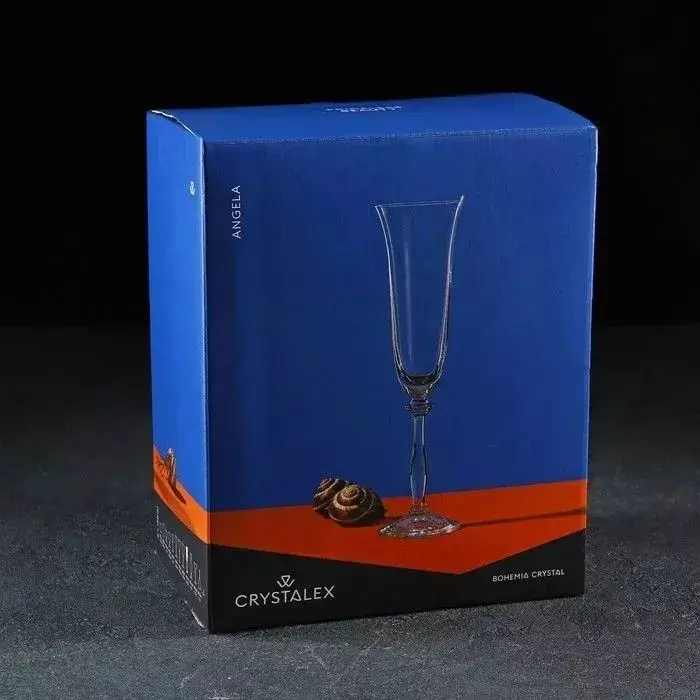 Бокалы для шампанского 190 мл 6 шт "Анжела", хрустальное стекло Crystalex 40600/20733/opt/190