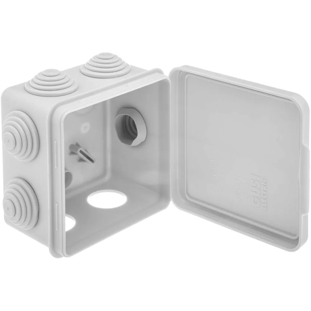 Распределительная коробка накладная 80х80х55мм 7 вводов IP54 серый GUSI ELECTRIC С3В87