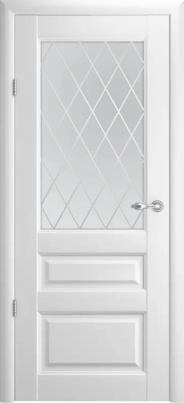 Дверь со стеклом Vinyl Эрмитаж-2 6-0-0*2000 белый &quot;мателюкс с алмазной гравировкой &quot;Ромб&quot;